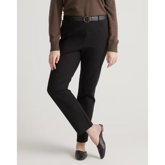 Quince Pants - Quince Ultra-Stretch Ponte Straight Leg 4-Pocket Pant Petite XL Black